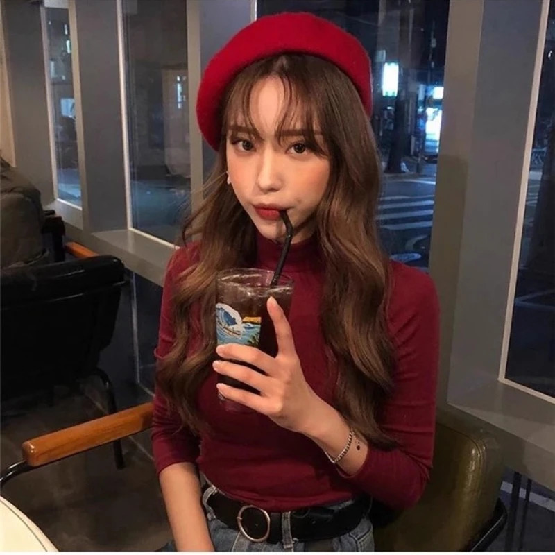 Korean Fashion Woolen Beret Hat Soft Thick Knit Cap Sweet Warm Artist Berets for Daily Wear Adjustable Beanie Cap Headwear Decor 250819