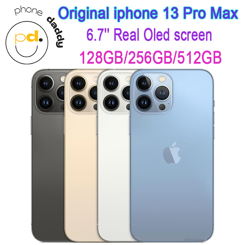 iPhone Original Unlocked iphone 13 Pro Max Cellphone 6GB RAM 128GB ROM Genuine OLED A15 IOS NFC 5G MobilePhone with FACE Recognition