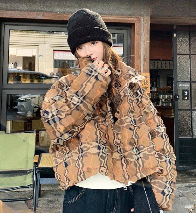 designer jacket women men long sleeve vintage plaid down cotton puffer jackets brand winter womens coat