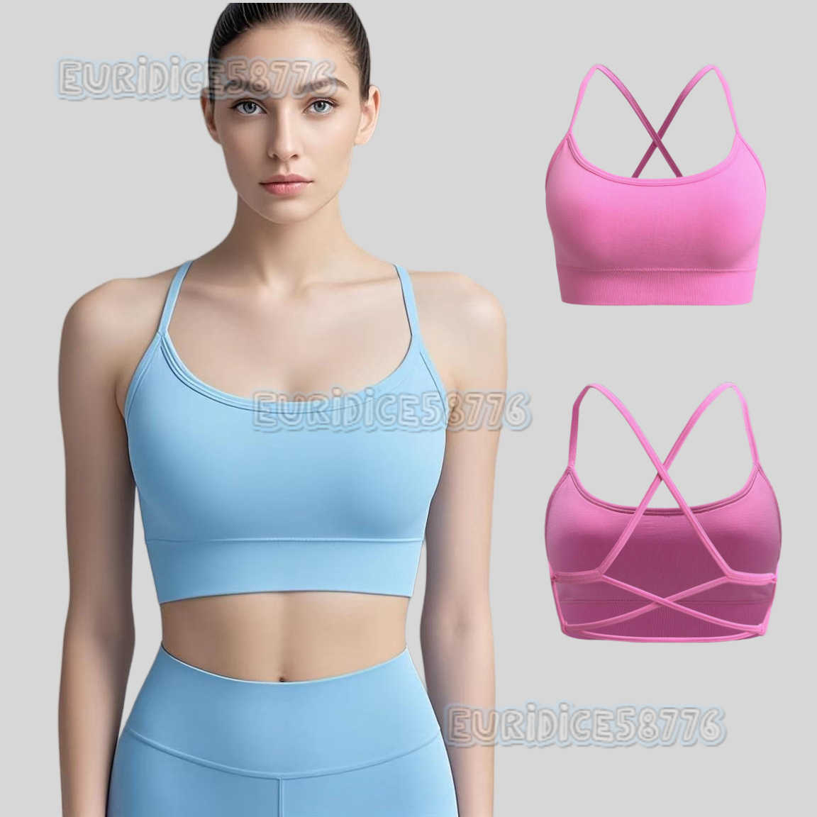 Breathable Chest Pad Thin Shoulder Strap Y-shaped Beautiful Back High Strength Shockproof Sports Underwear Running Fitness Yoga Wear Women H250819