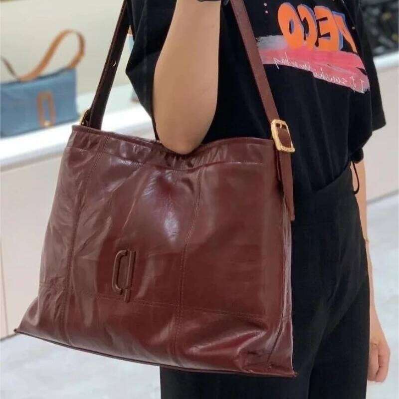 PECO City Hobo Soft Leather Cowhide Tote Fashion Crossbody Large Capacity Commuter Underarm Women's Bag