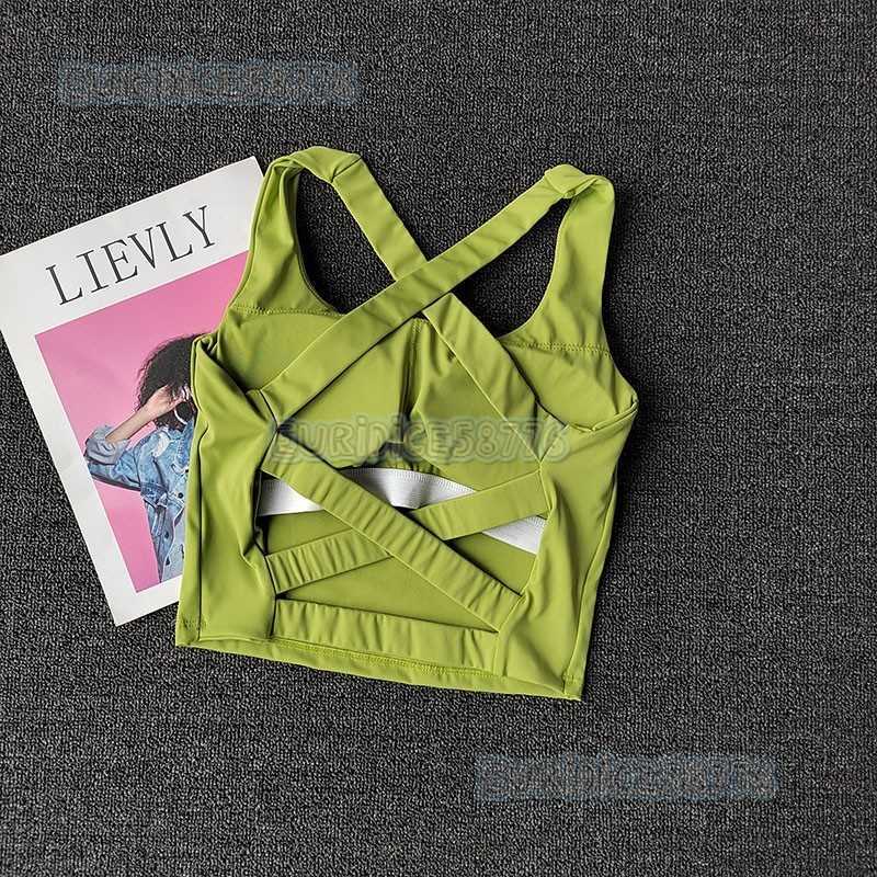 Cross Back Sports Bra for Women Shockproof Vest Style Quick-dry Running Fitness Yoga Bra with Chest Pads H250819