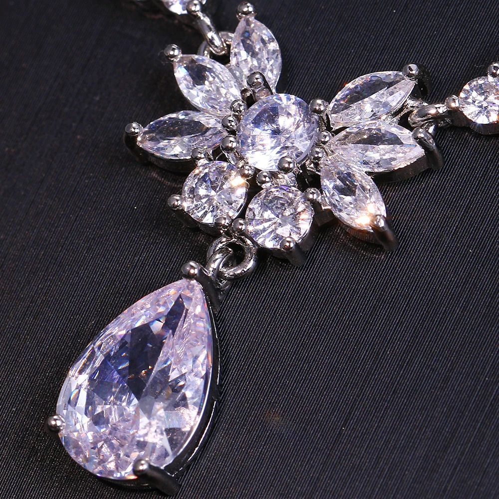 Emmaya Fashion Statement Wedding Party Classical Waterdrop Shape Delicate Jewelry Set For Women Girls Fascinating CZ Fancy Gift 250815