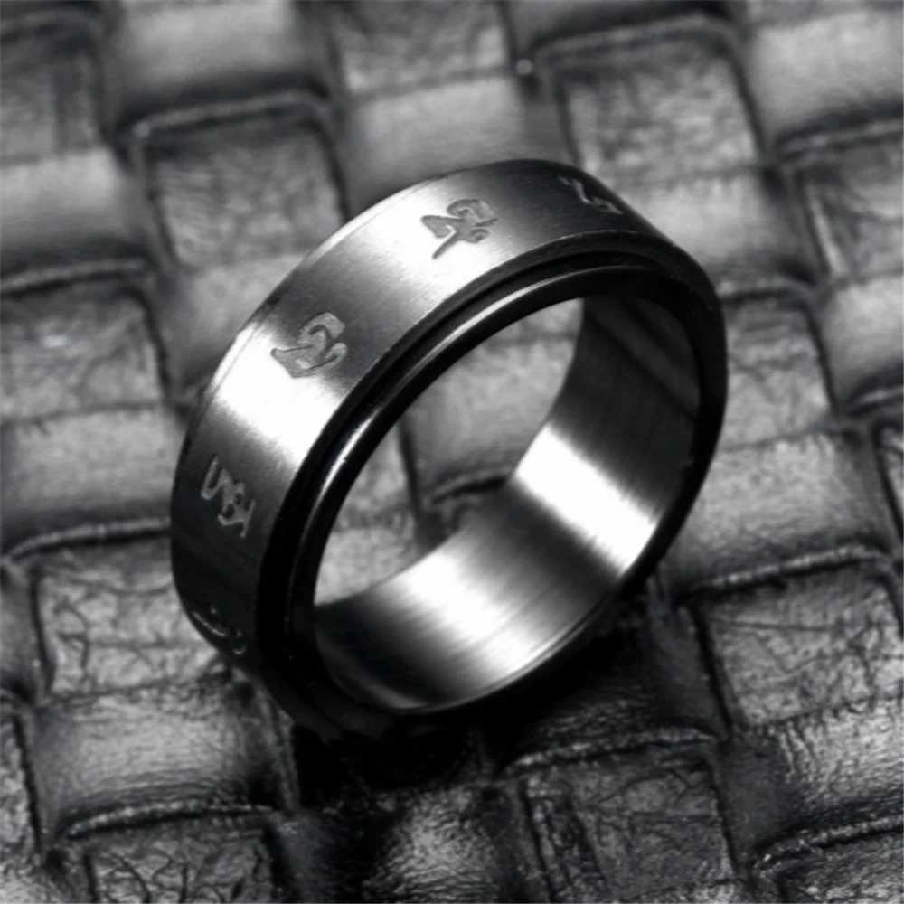 8mm Black Color Stainless Steel Spinning Rotating Ring for Men Women Jewelry Gift W250819