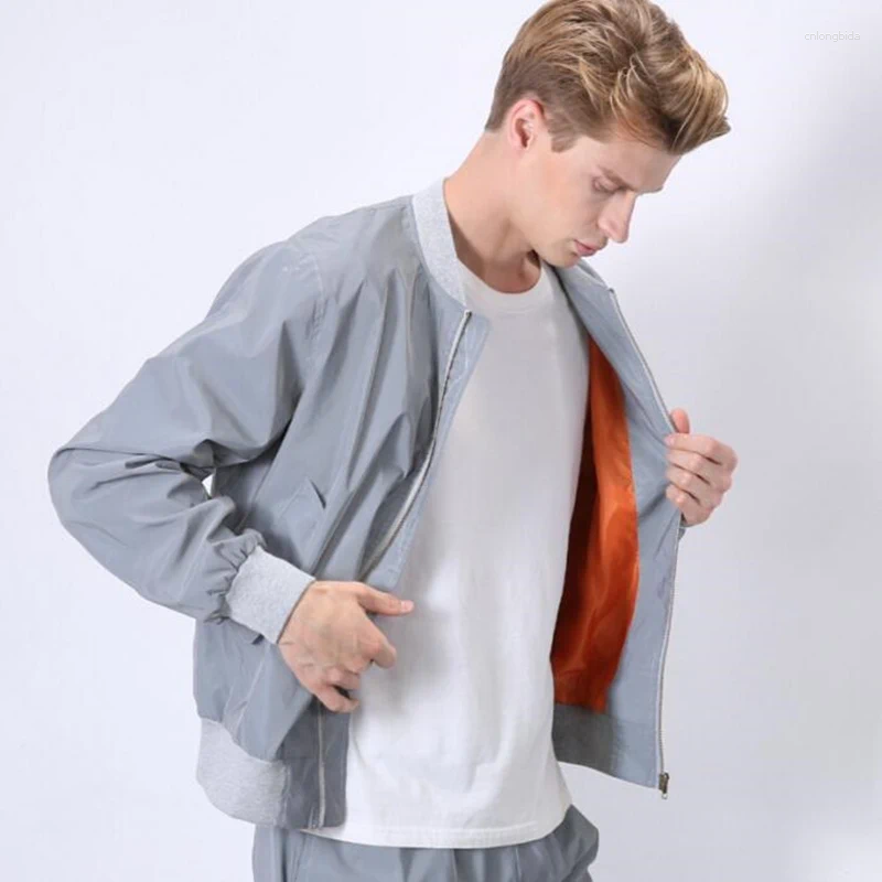 Men's Jackets Spring Autumn Flight Jacket Windbreaker Reflective Clothes Riding Bicycle Outdoor Sports Night Safety Coats