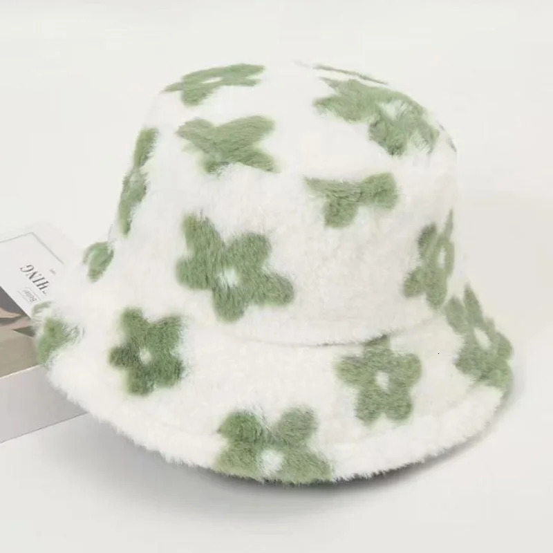 Fluffy Fur Women Bucket Hat Solid Flat Top Outdoor Thick Warm Sun Hat for Men and Women 250819