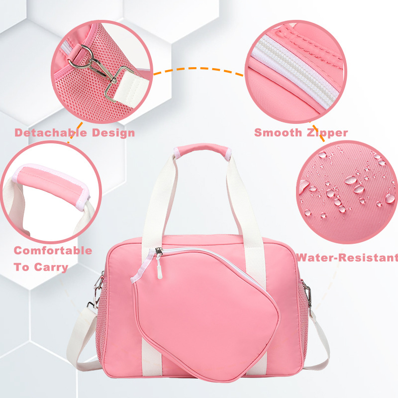 Pickleball Tote Bag with Paddle Storage Large Capacity Lightweight Pickleball Bag for Women Men with Water Bottle Holder
