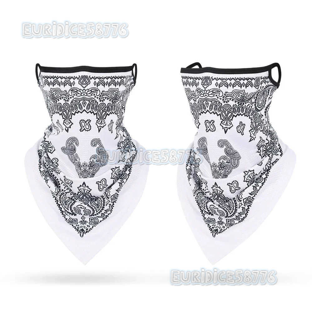 Outdoor Sports Sun Protection Cycling Face Mask Mesh Breathable Cashew Paisley Bandana Black White Face Balaclava Earloops Scarf H250819