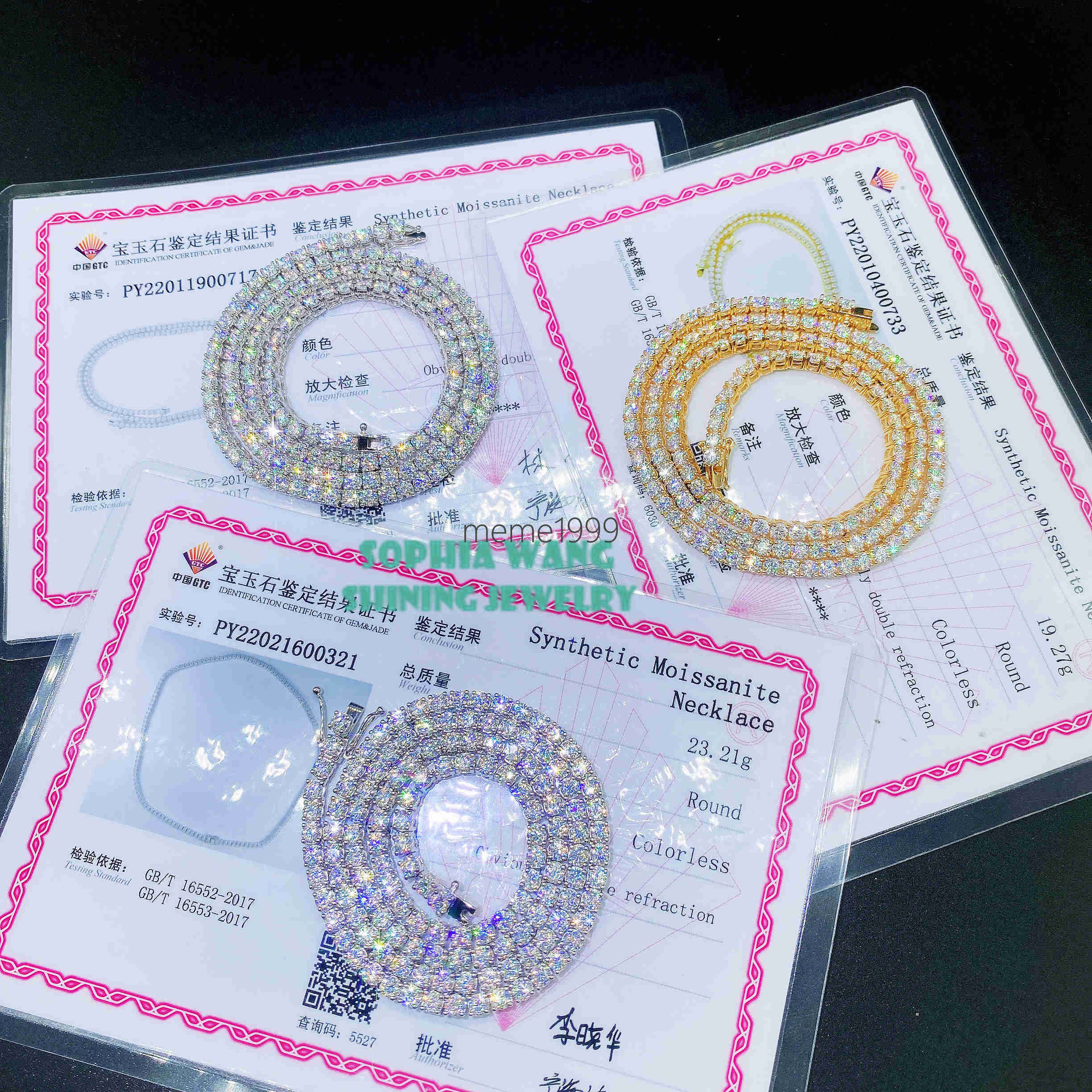 Hot Selling Moissanite Diamond Solid Gold 2MM 3MM 4MM 5MM Classic Necklace Bracelet Mens Chains Jewelry Tennis Chain