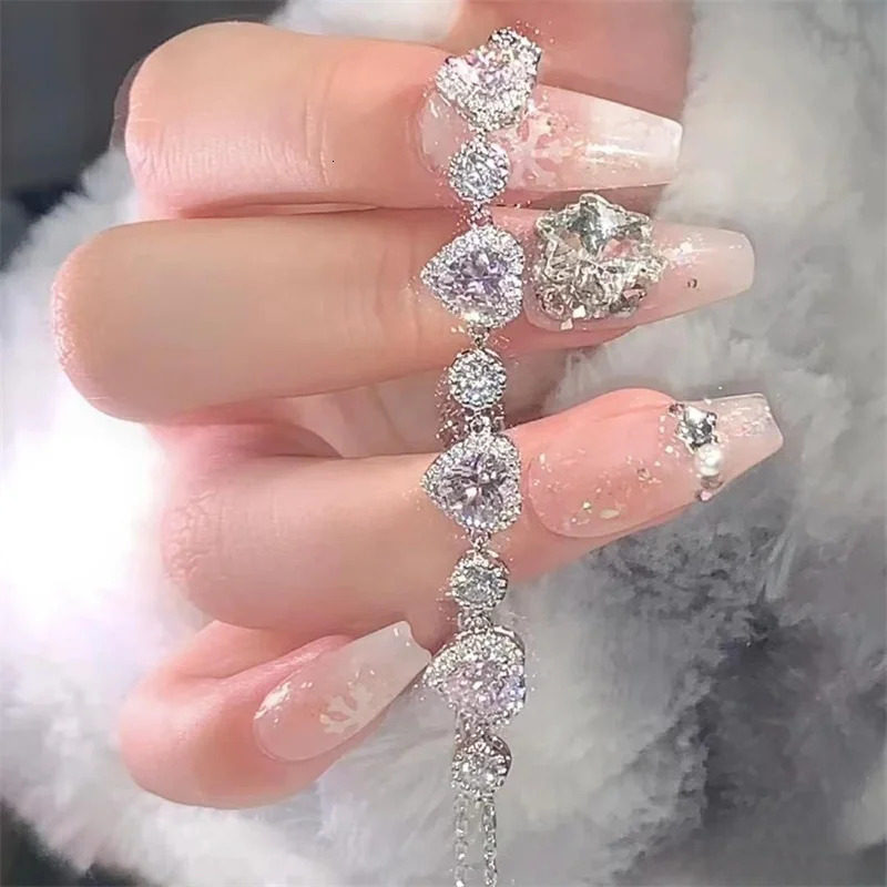 Pink Stone Heart Bracelet For Girlfriend Valentines Day Gift Top Quality S925 Bracelet Women Jewelry 250815