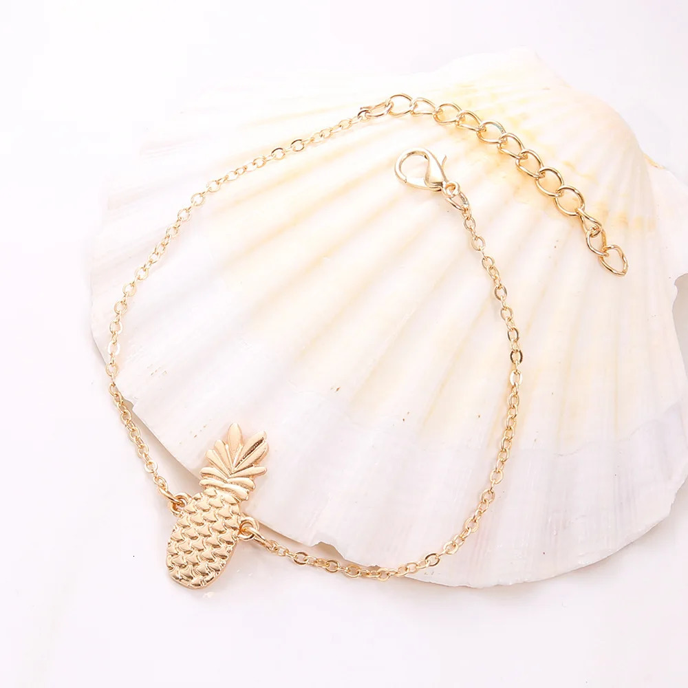 Europe and The United States Cute Fruit Hollow Three-dimensional Pineapple Anklet for Womens Summer with Anklets 250815