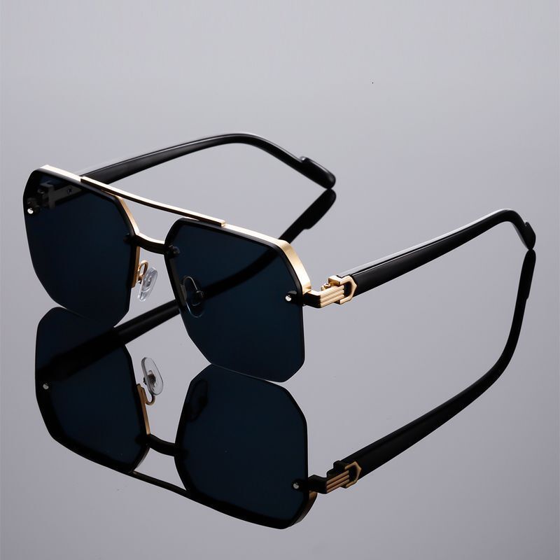 2025 New Classic Metal Square Half Frame Sunglasses Fashionable Trendy Men Driving UV Sunglasses