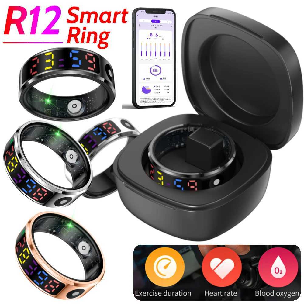 12 Smart Ring with Display Screen Touch Health Manager Wireless Charging Fitness Sleep Monitor 5 ATM Waterproof for Men Women W250819