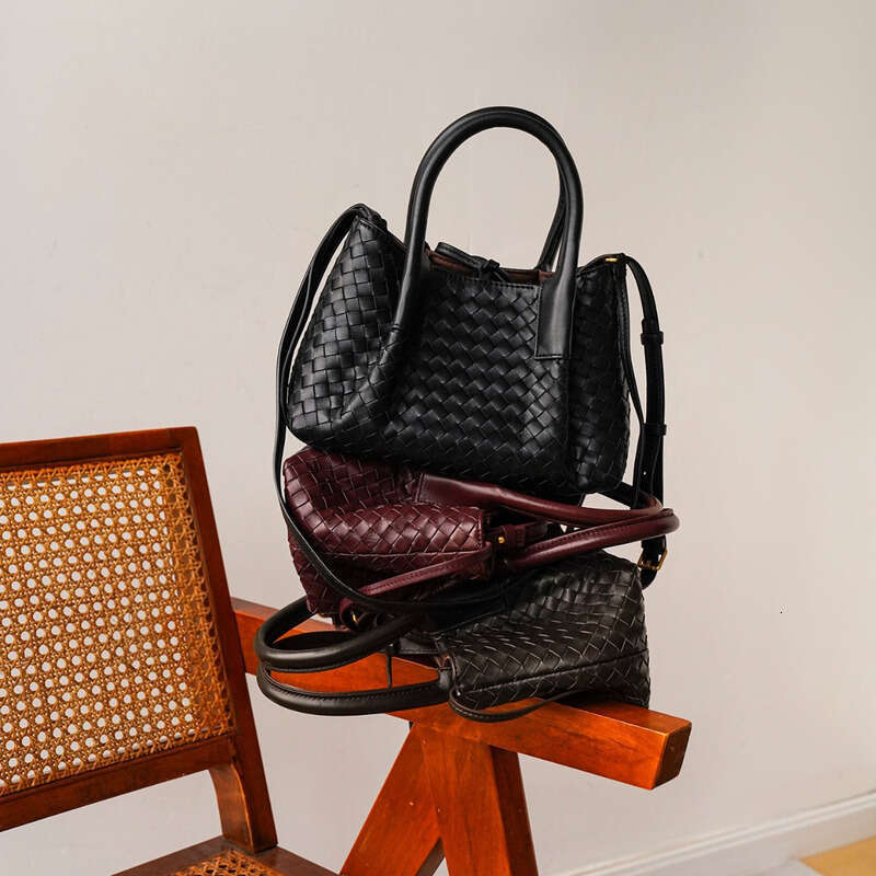 Leather Bag Women Handbag Braided Bag Light Luxury Style Woven Handbag Genuine Leather Sheepskin Women S Crossbody Handheld Dual Use Large