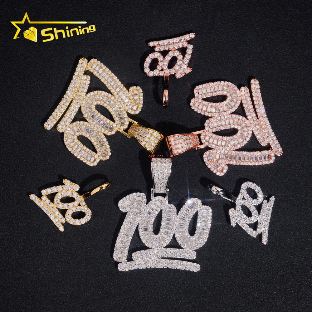 Hip Hop Wholesale Price 925 Silver Iced Out Gift Charm Fine 100% Moissanite Diamond Pendant