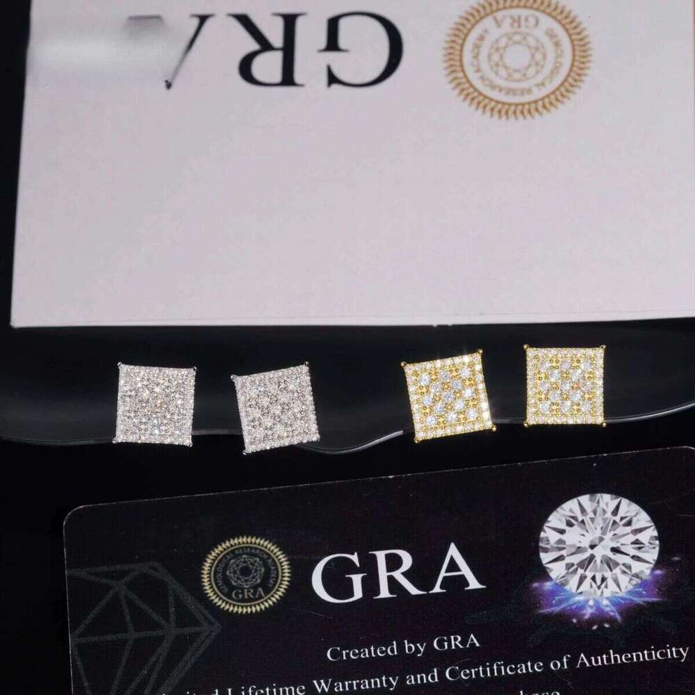 Hotsale Moissanite Dia Square Stud Earrings Fashionable Jewelry Design in Sterling Sier