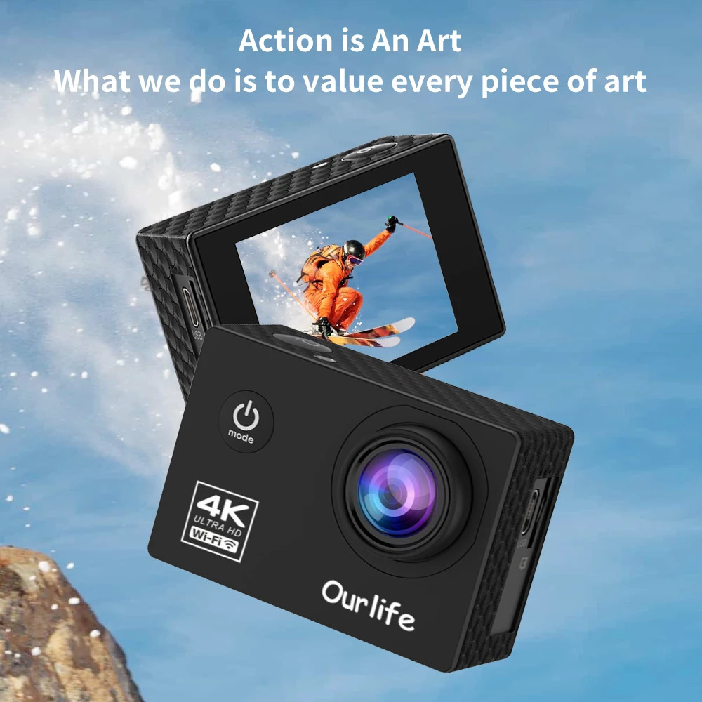 Action Camera Ultra HD 4K30FPS 16.0MP Wi-Fi 2.0 Screen 170D DVR Webcam Underwater 30M Helmet Video Recording Sport Camera 250813