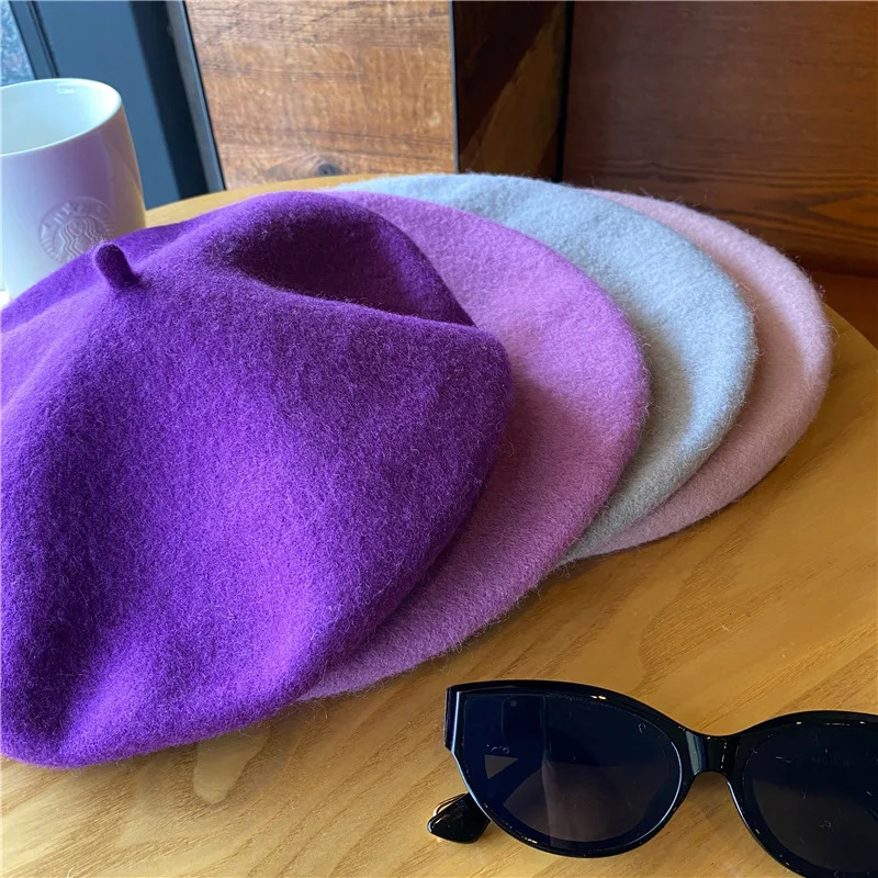 Beret with large head circumference small girl hat female autumn and winter versatile British retro artist hat 250819