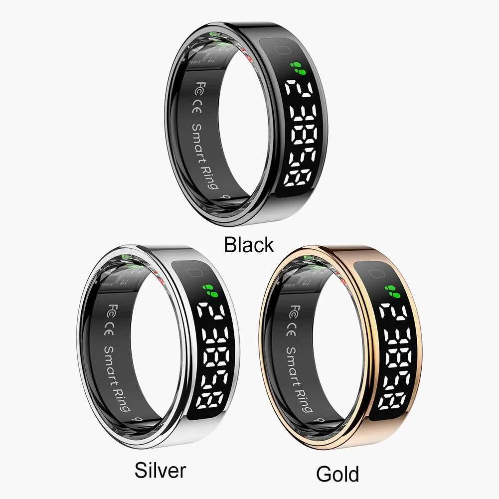 11 Smart Ring with Display Screen and Touch Fitness Sleep Monitor 5 ATM Waterproof Smart Ring Fitness Ring for Android IOS W250819