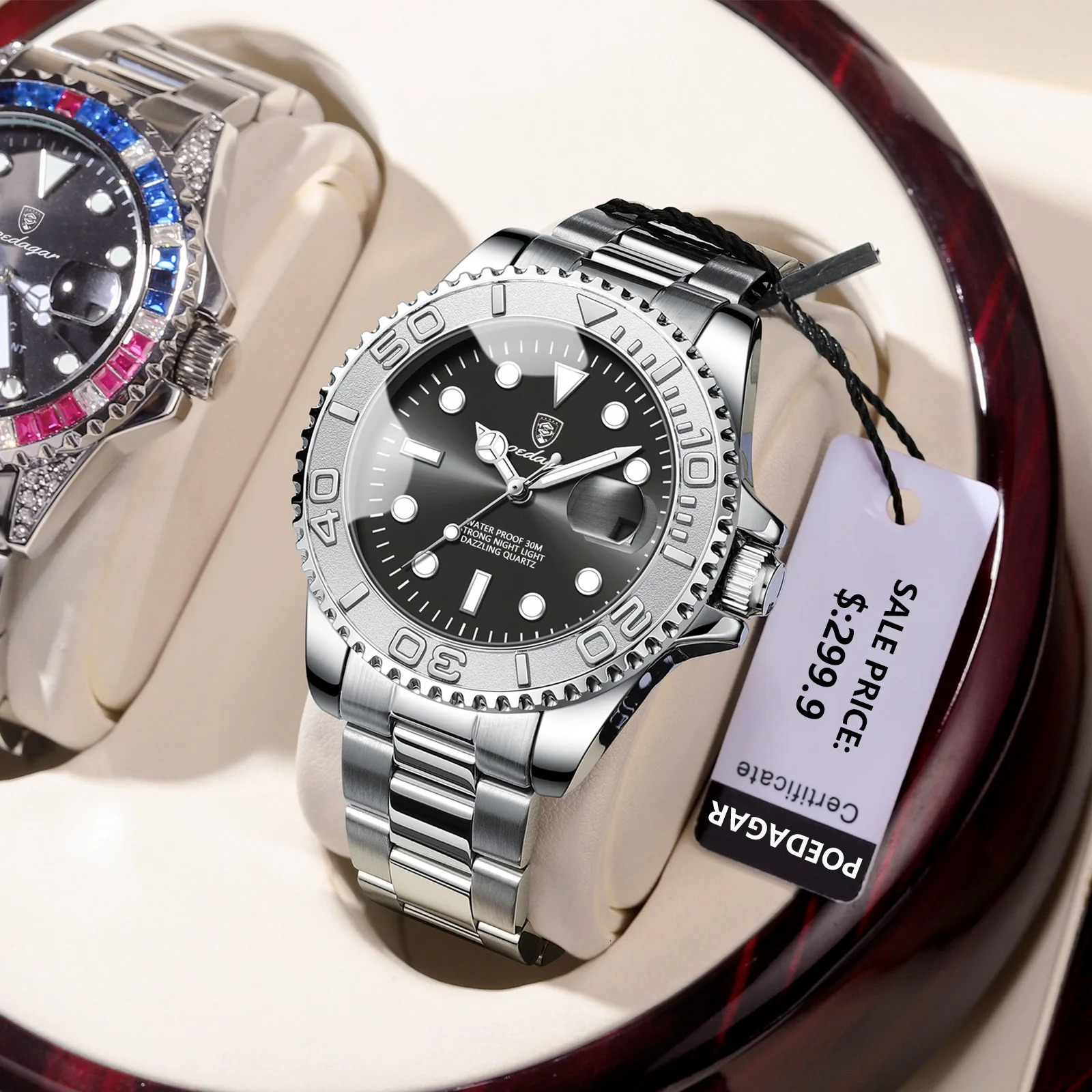 POEDAGAR Men Watch Business Quartz Man Clock Sports Waterproof Luminous Date Stainless Steel Mens Watches Male Relojbox 250819