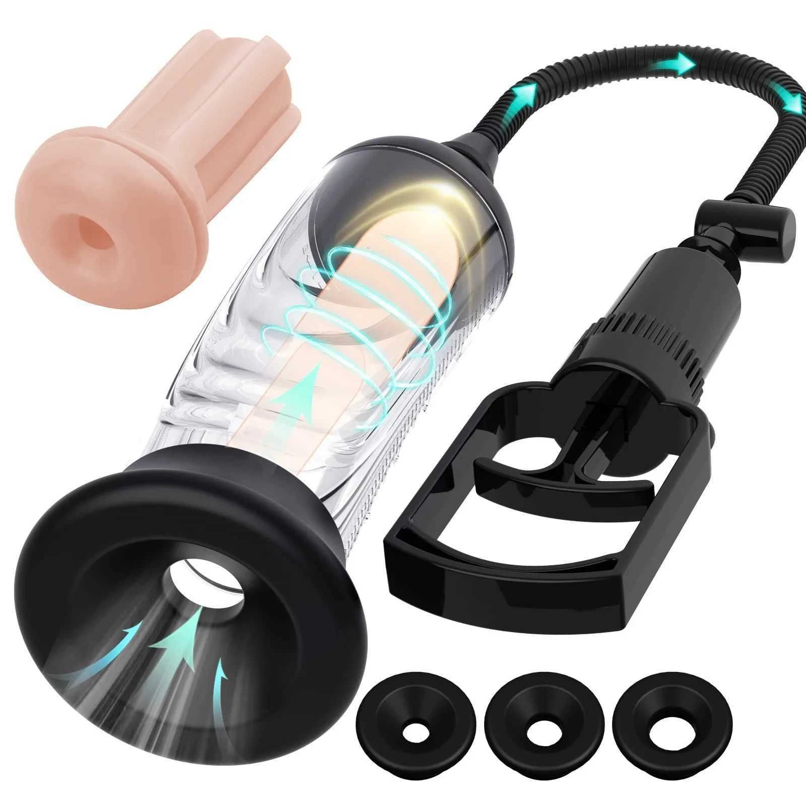 Penis Vacuum Pump with Pocket Pussy Manual Male Masturbator Cup Penis Pressure for Men Stronger Bigger Erections Adult Sex Toys XJ250819