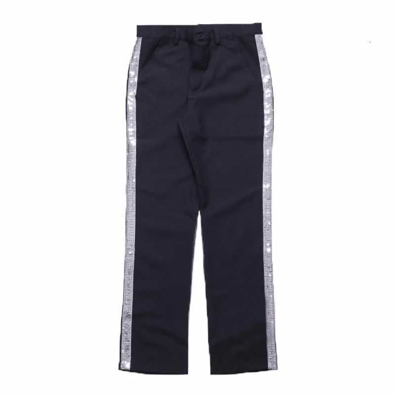 Customized Role-Playing Pants Silver Straight Casual Striped Pants Clothing Accessories Pants Black W250819