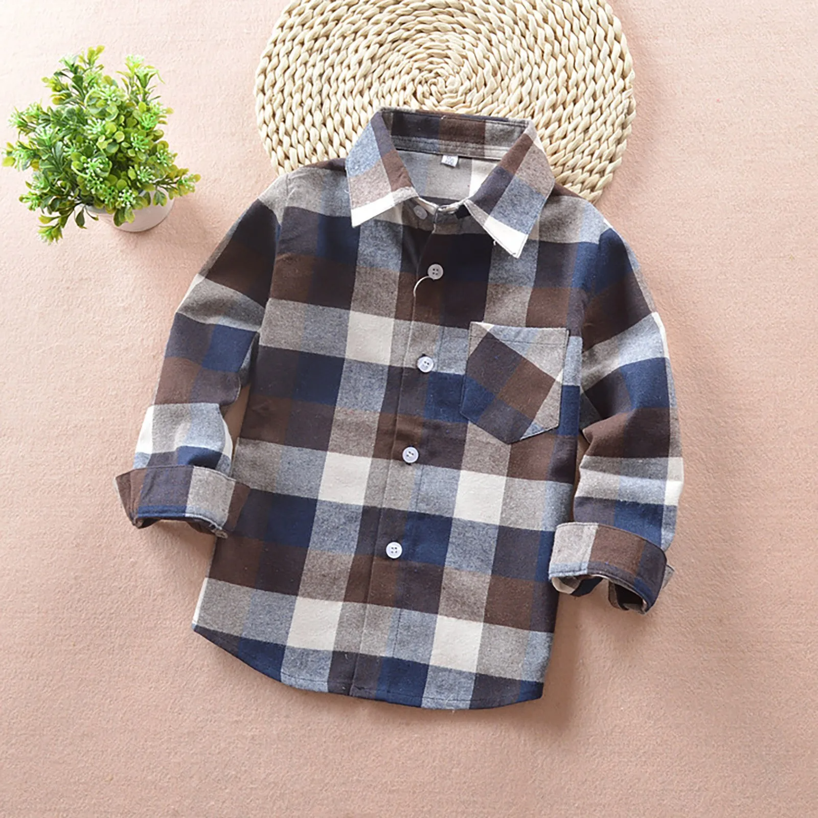Kids' Plaid Shirt Unisex Checkered Long Sleeve Shirt & Jacket For Boys And Girls Boys Shirt