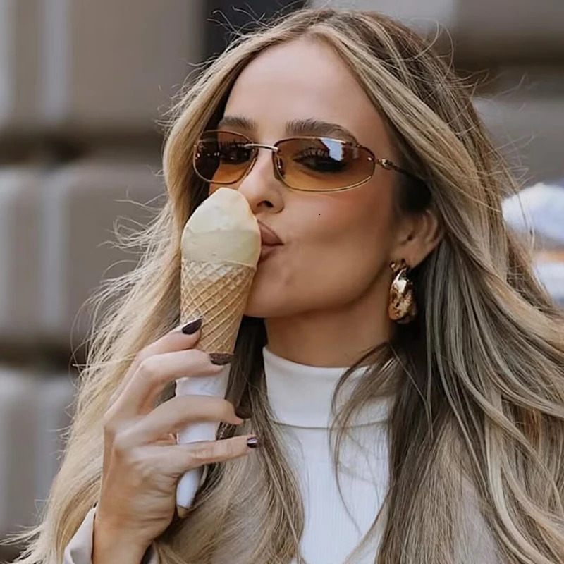 Oval Frameless Y2K Sunglasses High-end Styling Punk Sunglasses Outdoor Retro Personality Sunglasses Women 250815