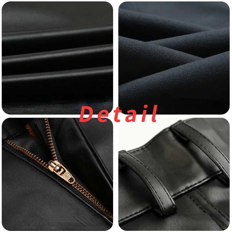 Thin Leather Pants Mens Moto Pants Spring Summer Fashion Color Elastic Slim Fit PU Trousers Windproof Waterproof Mens Bottoms W250819