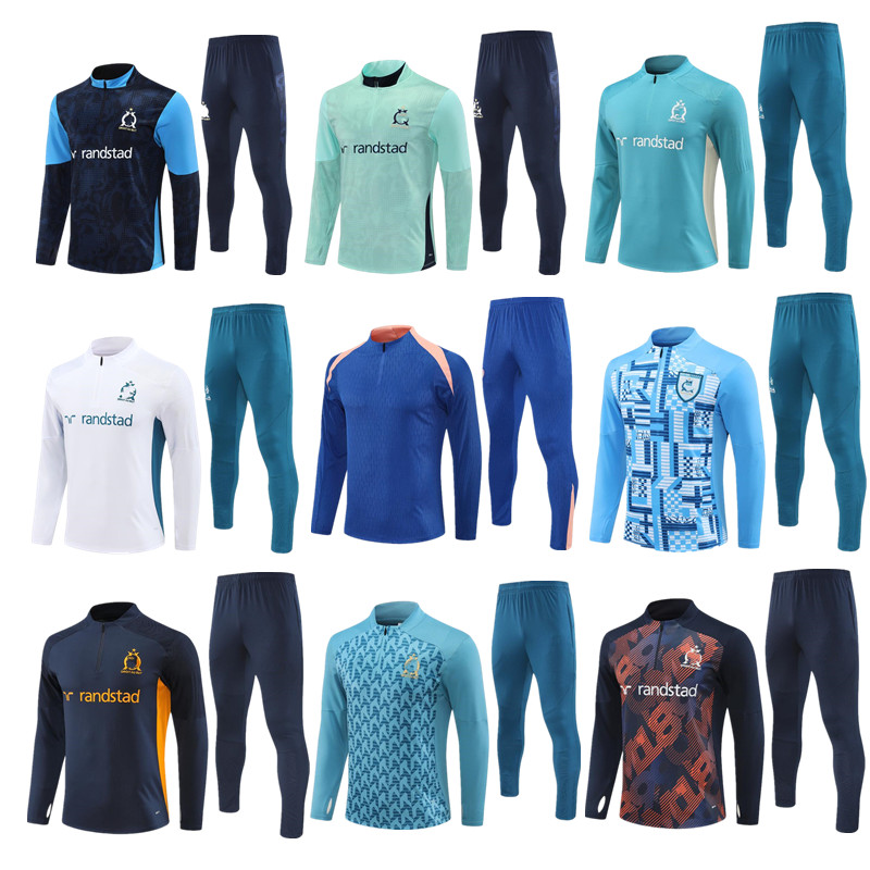 2025 Soccer Tracksuits Sets MarseiLLEEs TRACKSUIT set 24 25 26 men and kids football kit chandal futbol survetement TRAINING suit soccer jacket