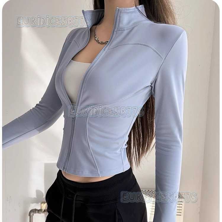 Sports Jacket Nylon Quick-dry Yoga Clothing Stand Collar Sports Running Jacket Long Sleeve Breathable Training Yoga Top H250819