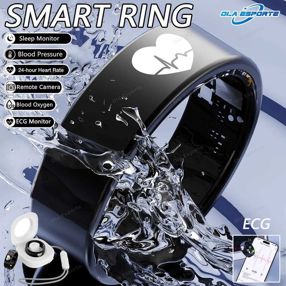 New ECG Smart Ring Men Women Charging Box Body Temperature Blood Pressure Health Monitor 5ATM Waterproof Remote Control Rings W250819