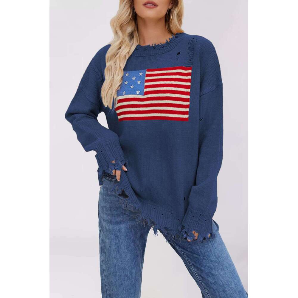 New Temu Round Neck Women's Independence Day Fashion Sweater B5