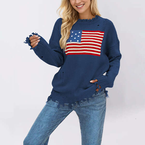 Autumn Winter New Round Neck Independence Day Fashion Sweater For Women B5
