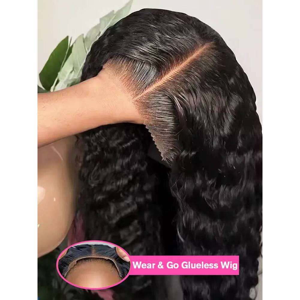 Curly Glueless Front Human Hair Deep Wave 13X6 Frontal Wig Ready To Wear Go 7X5 HD Lace Closure Wigs Sale