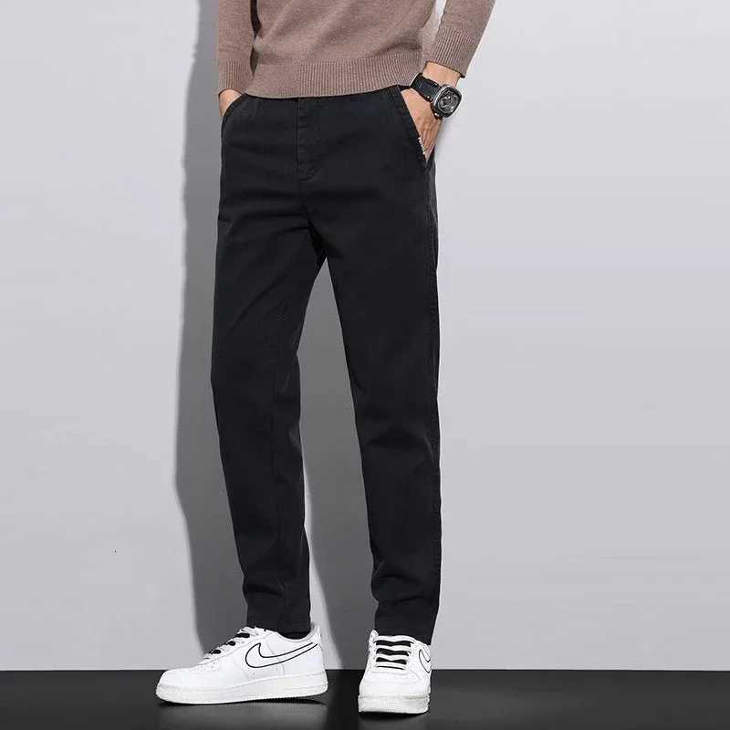 2025 Spring Summer Mens Commute Straight Leg Slim Fit Pants Men Business Casual Pants Mens Gray Elastic Tight Narrow Leg Pants W250819