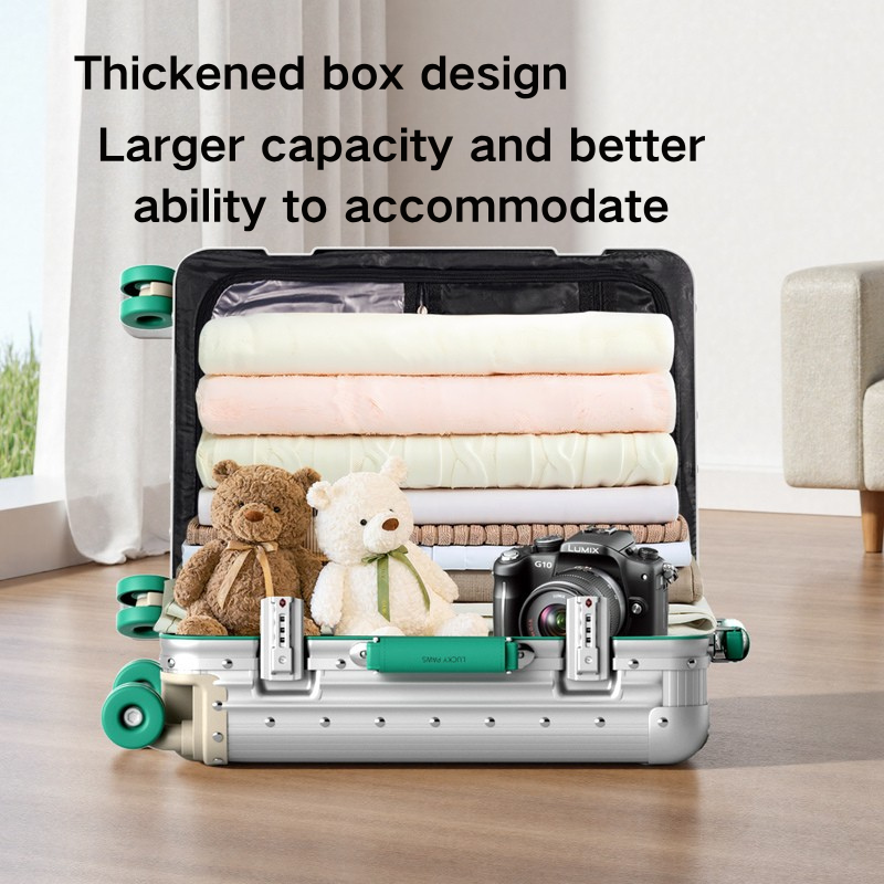 All-Aluminum & Magnesium Alloy 20 Inch Lightweight Rolling Suitcase with Durable Wheels for International Flights