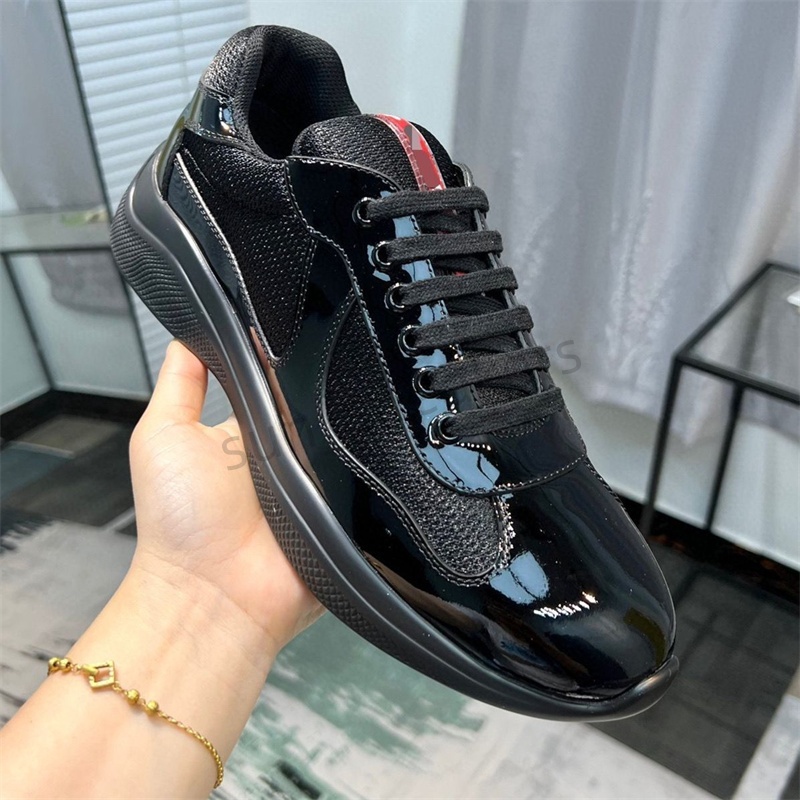 Designer Shoes Men Americas Cup Sneakers Leather Trainer Patent Flat Black Blue Mesh Nylon Casual Shoes Share to be partner 2024S/S Casual Runner Sports Shoes T1