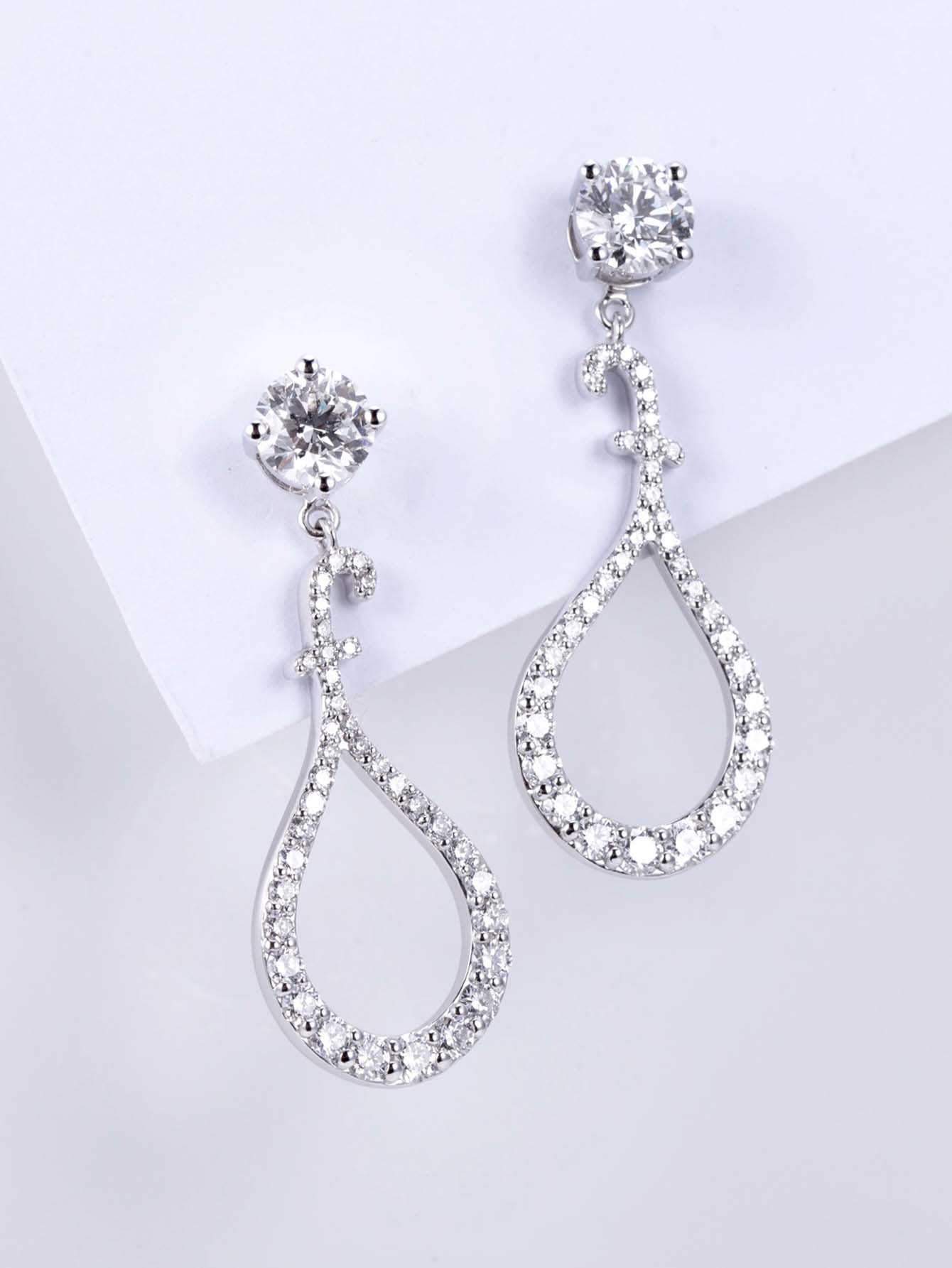 MT Luxury Moissanite Pendant Earrings, Round Brilliant Cut 1 ct * 2 PCS High Quality Moissanite 925 Sterling Silver Long Tassel Earrings for Women Wed