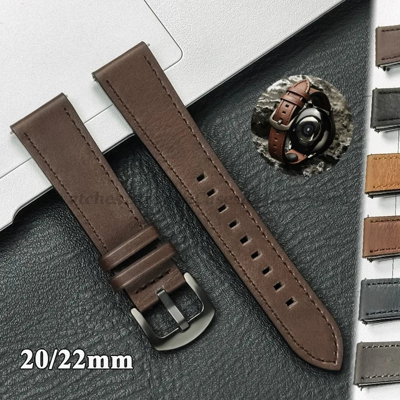 20mm 22mm Leather Strap for Galaxy Watch 7 6 5 4 40mm 44mm GearS3 Band Vintage Brown Bracelet for Watch GT5/GT4/3 250818