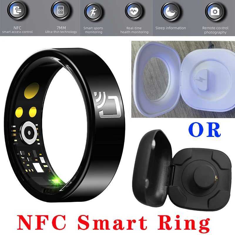 NFC Smart Ring-with Heart Rate Health Sleep Monitor IP68 Waterproof Multi-sport Mode Function 7MM Ultra Thin Rings+Charging Case W250819