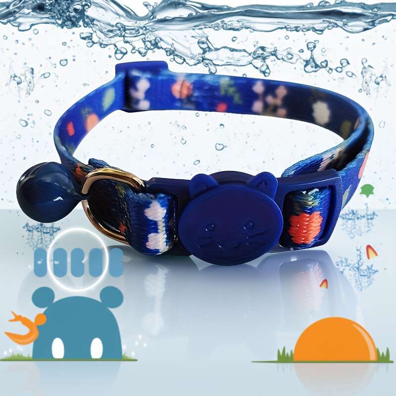 New Floral Fashion Flower Pendant Printed Pet Supplies Adjustable Bell Cat Neck Collar