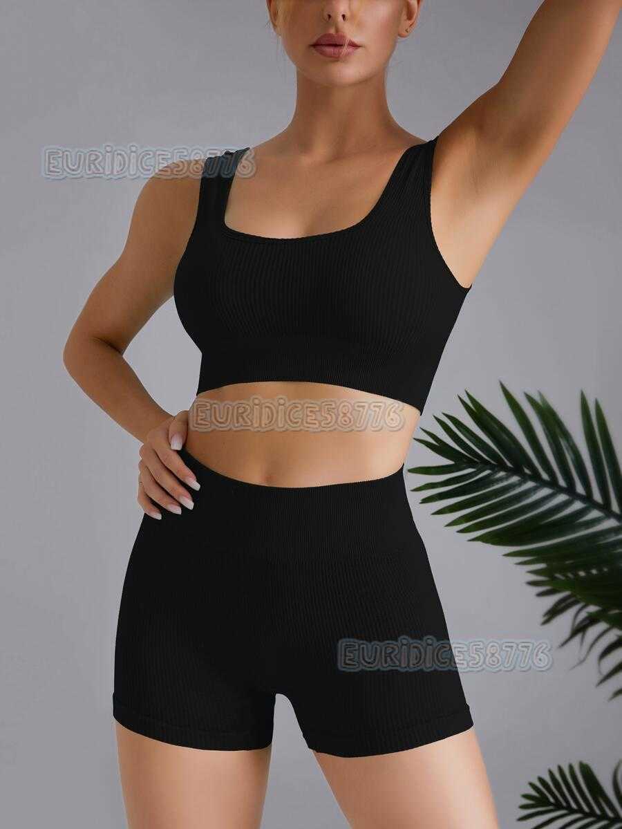 Seamless Yoga Suit Womens Quick Drying Exercise Fitness Suit Yoga Vest Tight High Waist Yoga Pants Shorts H250819