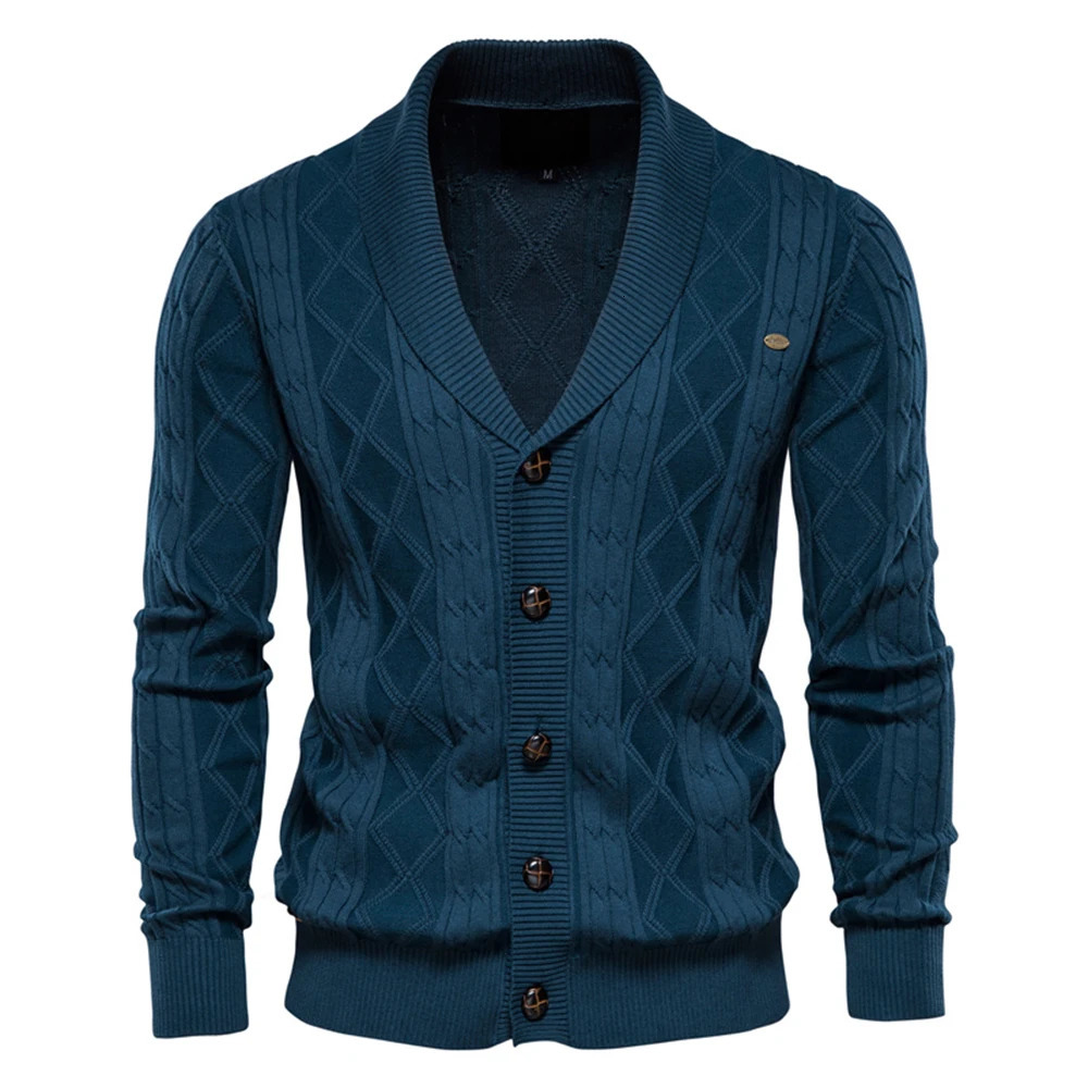 Men Japanese Style Cardigan Coat High Quality Jacquard V Neck Solid Color Long Sleeve Sweater Jacket Fashion Outerwear M3XL 250819