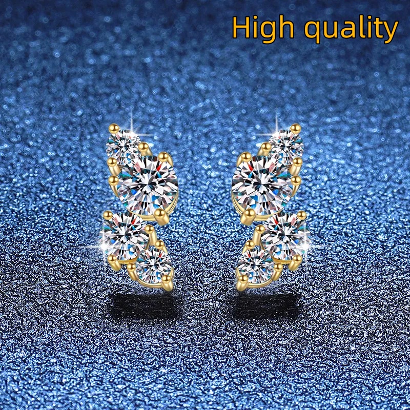 Moissanite earrings zircon earrings lab grown diamonds designer style womens earrings wedding earrings design styles diamond earrings 925 sterling sil