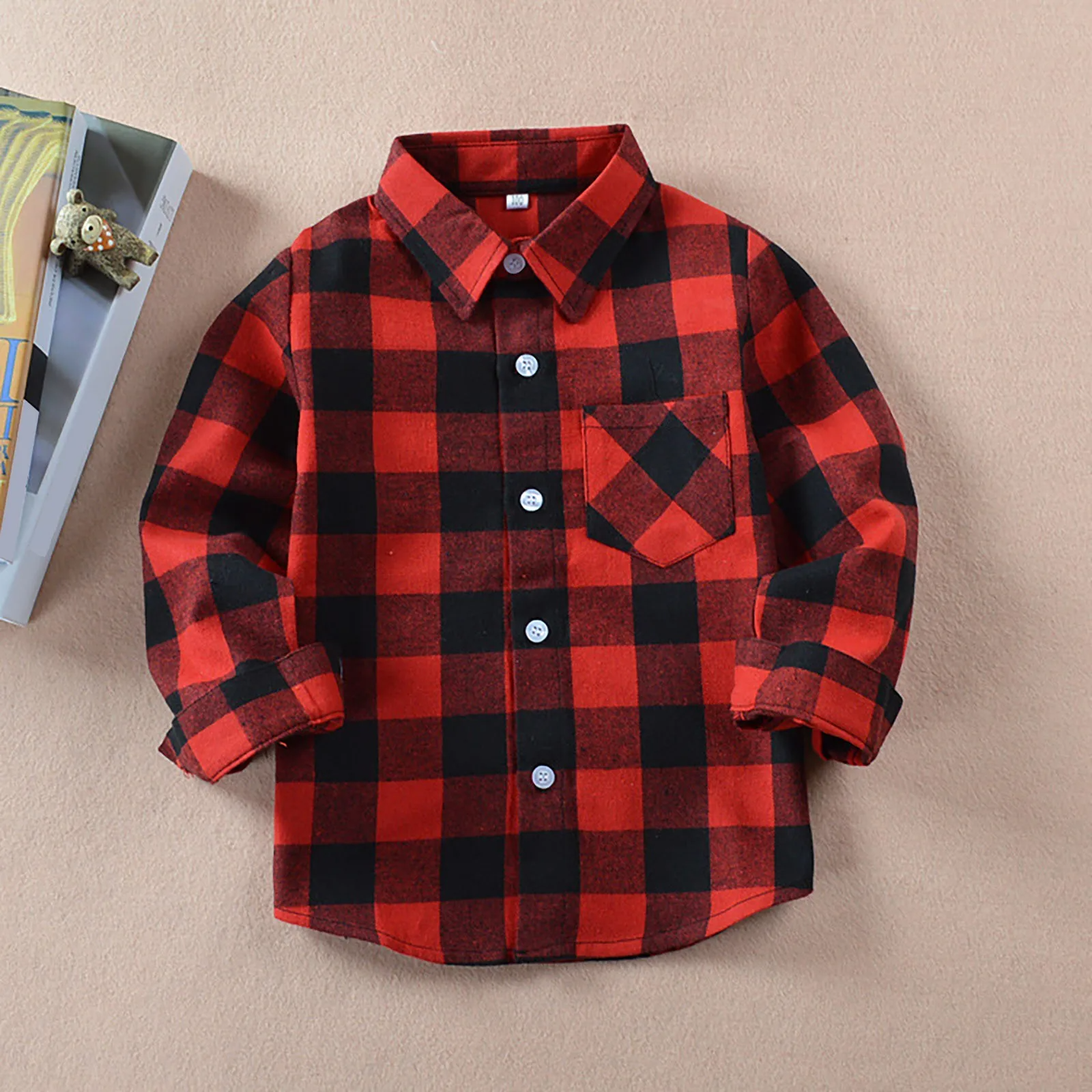 Kids' Plaid Shirt Unisex Checkered Long Sleeve Shirt & Jacket For Boys And Girls Boys Shirt