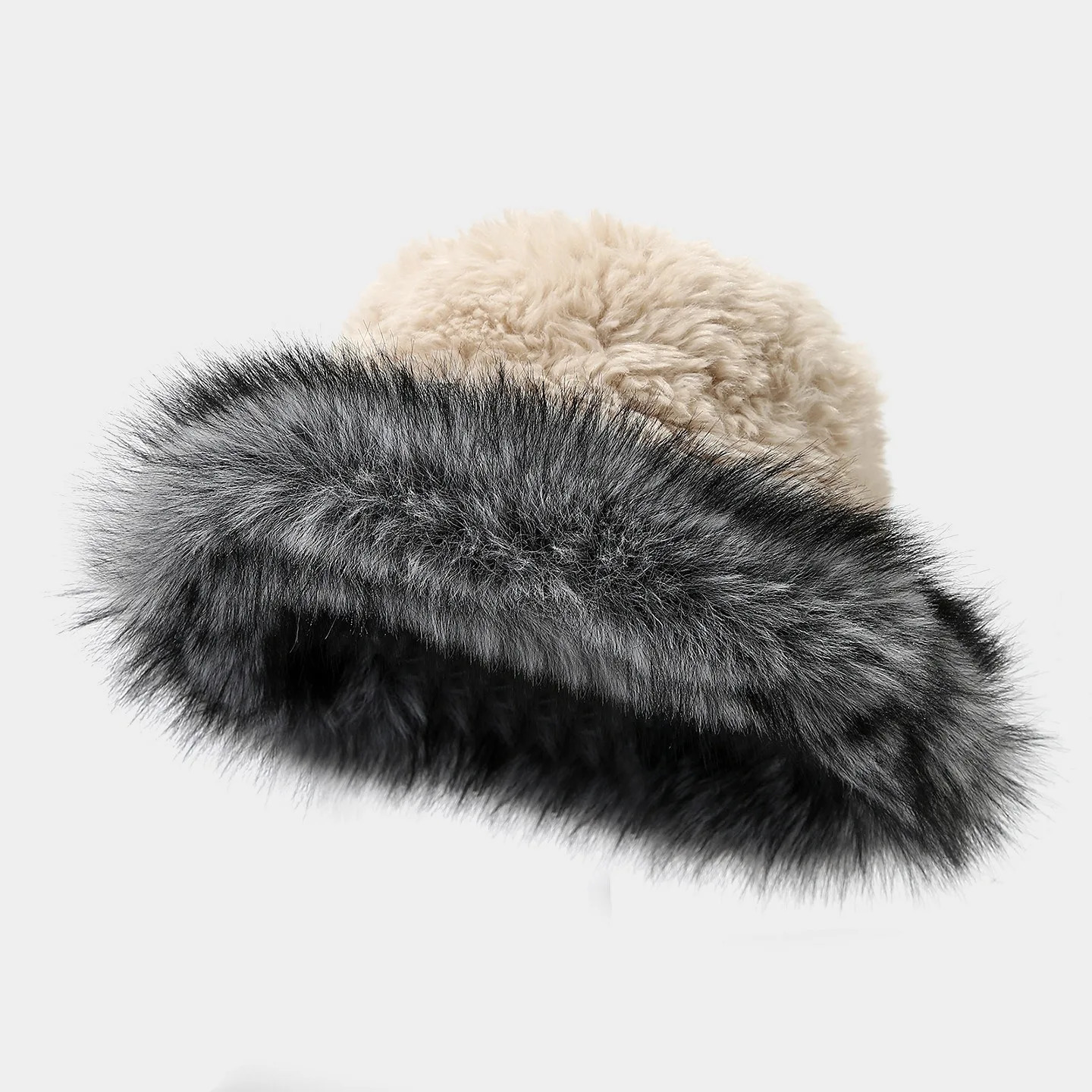 Faux Fur Lined Fisherman Hat for Men Women - Winter Warm Trapper Hat with Fleece Thickened Unisex Bucket Cap for Cold Weather O 250819