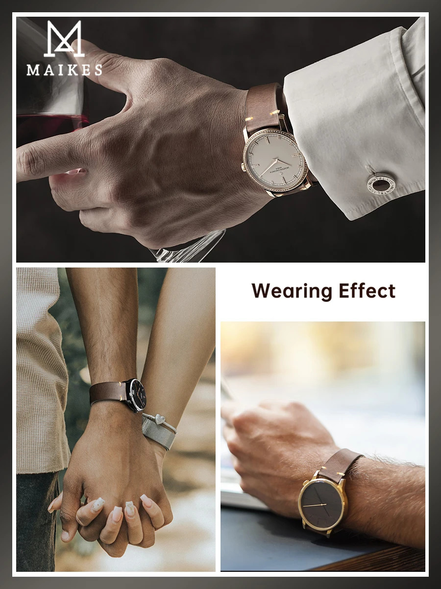 MAIKES Handmade Watchband Butterfly Buckle Vegetable Tanned Cow Leather Made In Italy Quick Release Bracelet Band Watch Strap 250818