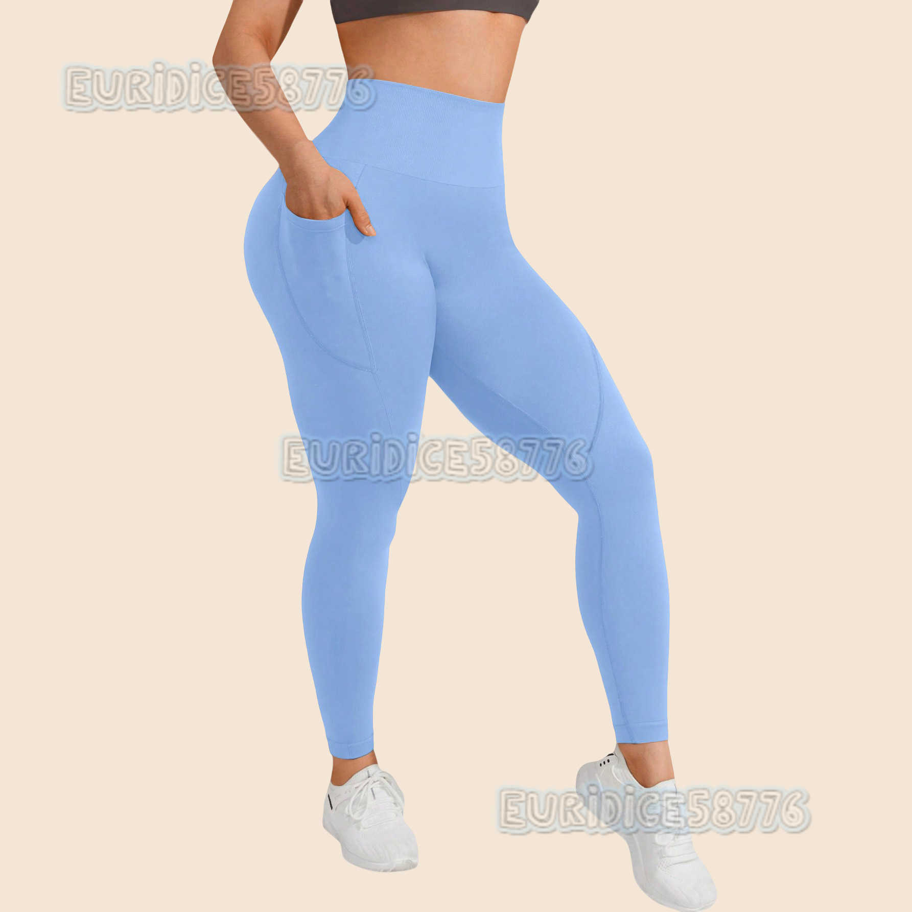 New Solid Color Yoga Pants Naked Feel Pocket Pants Running Cycling Sports Fitness Hip Lift Yoga Long Pants for Women H250819
