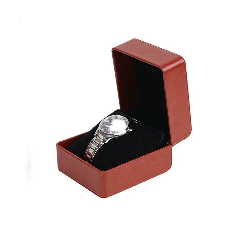 Brown Single Watch Gift Box With Pillow Pu Leather Wristwatch Display Case Organizer For Men/Women Watch Storage Gift Box 250819